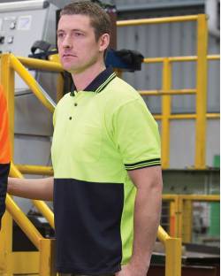 Cotton Back Polo S/S, Hi Vis