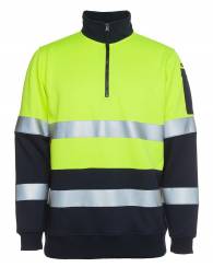 1/2 Zip D/N Sweatshirt Hi Vis, 80/20 Poly/Cotton